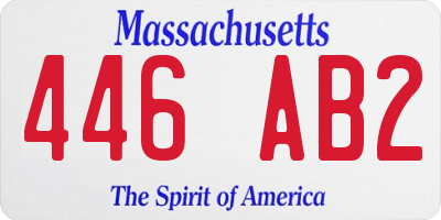 MA license plate 446AB2