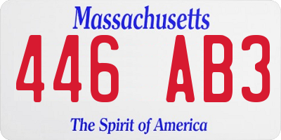 MA license plate 446AB3