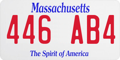 MA license plate 446AB4