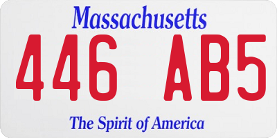 MA license plate 446AB5