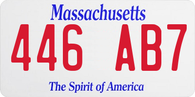 MA license plate 446AB7