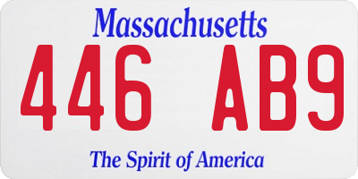 MA license plate 446AB9