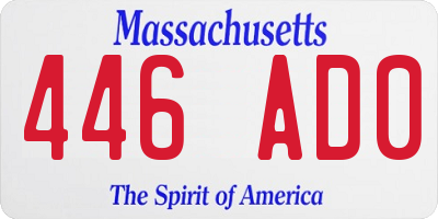 MA license plate 446AD0