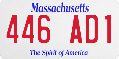MA license plate 446AD1