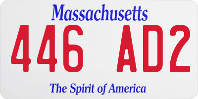 MA license plate 446AD2