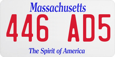 MA license plate 446AD5