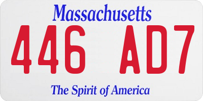 MA license plate 446AD7