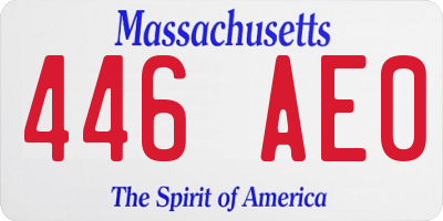 MA license plate 446AE0