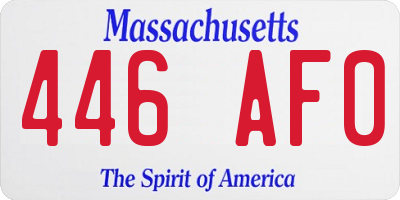 MA license plate 446AF0