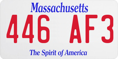 MA license plate 446AF3