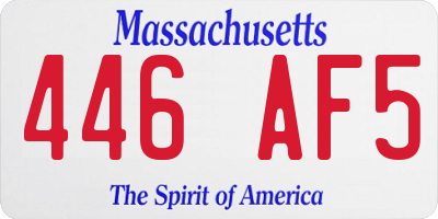 MA license plate 446AF5