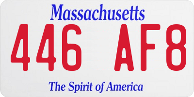 MA license plate 446AF8