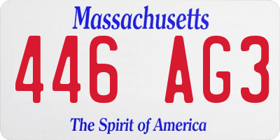MA license plate 446AG3
