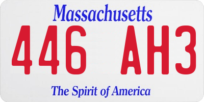 MA license plate 446AH3