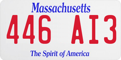 MA license plate 446AI3