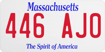 MA license plate 446AJ0
