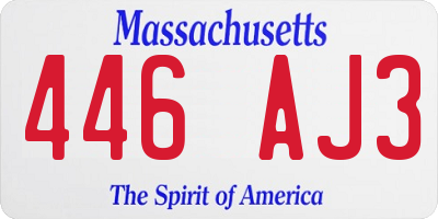 MA license plate 446AJ3