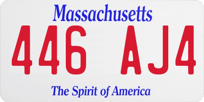 MA license plate 446AJ4