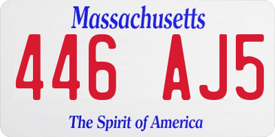 MA license plate 446AJ5