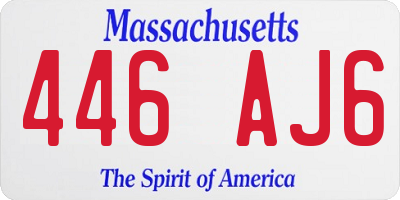 MA license plate 446AJ6
