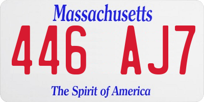 MA license plate 446AJ7