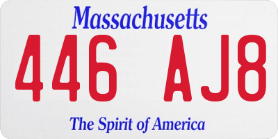 MA license plate 446AJ8