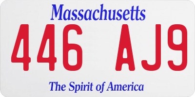 MA license plate 446AJ9