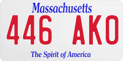 MA license plate 446AK0