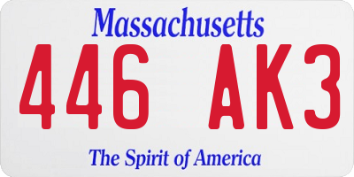 MA license plate 446AK3