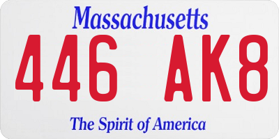 MA license plate 446AK8