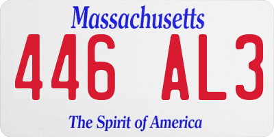 MA license plate 446AL3