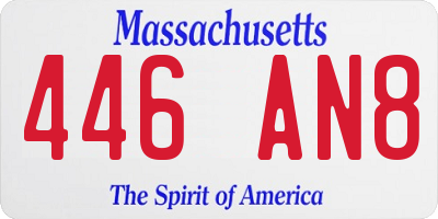 MA license plate 446AN8