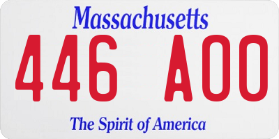 MA license plate 446AO0