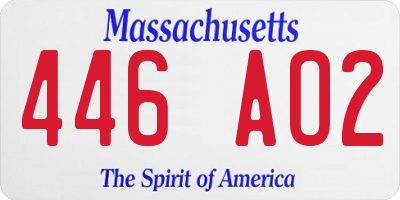 MA license plate 446AO2