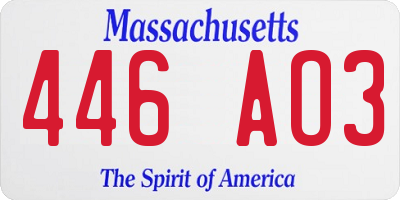 MA license plate 446AO3