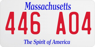 MA license plate 446AO4