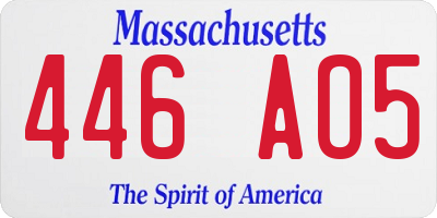 MA license plate 446AO5