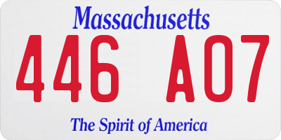 MA license plate 446AO7