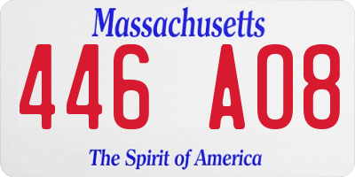 MA license plate 446AO8
