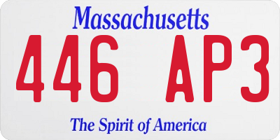 MA license plate 446AP3