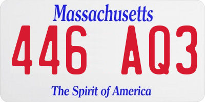 MA license plate 446AQ3