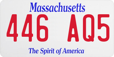 MA license plate 446AQ5