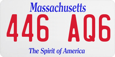 MA license plate 446AQ6