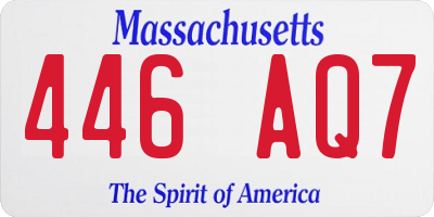 MA license plate 446AQ7