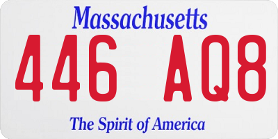 MA license plate 446AQ8