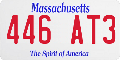 MA license plate 446AT3