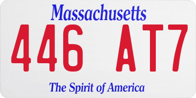 MA license plate 446AT7