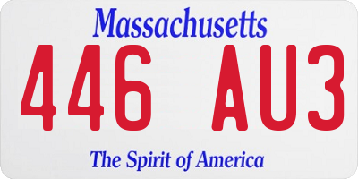 MA license plate 446AU3