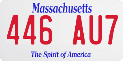MA license plate 446AU7