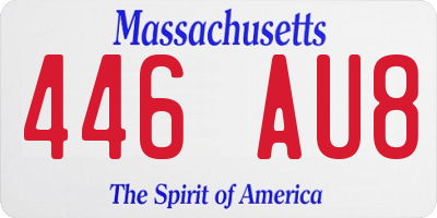 MA license plate 446AU8